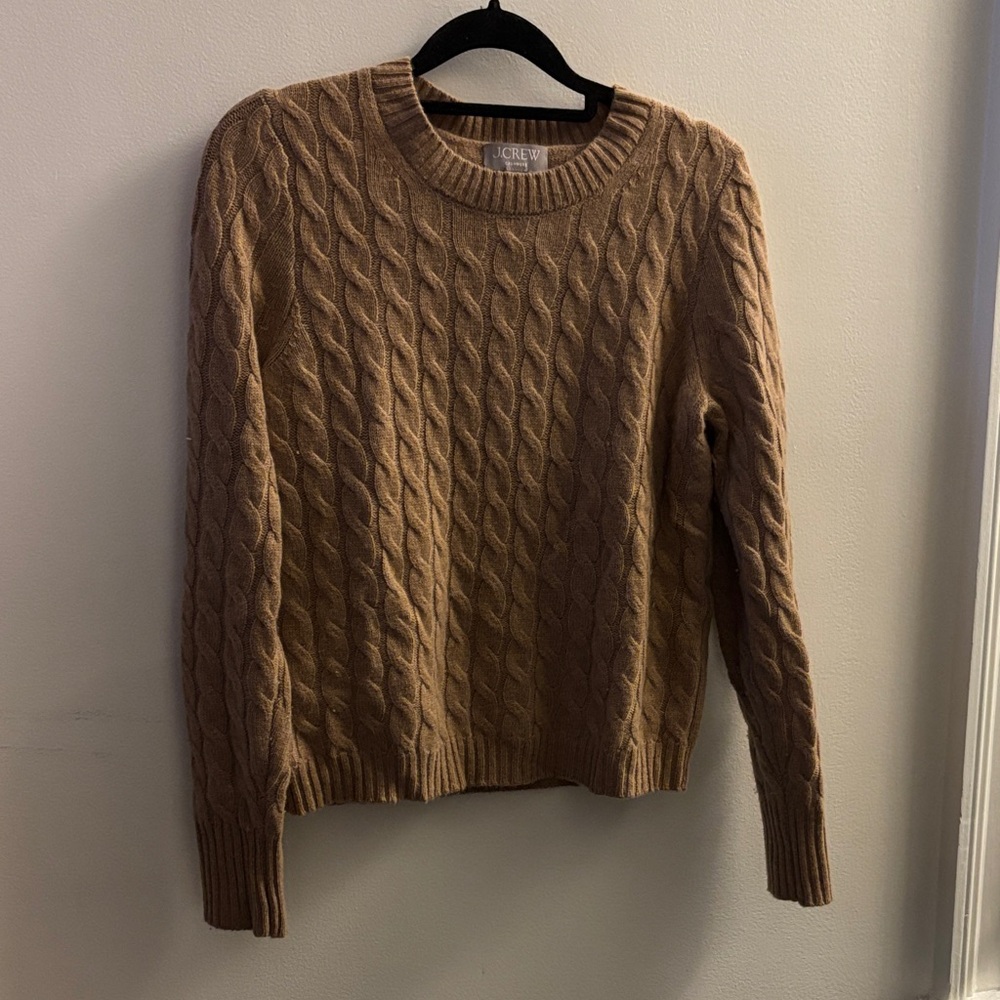 J. Crew Classic Cashmere Cable Knit Sweater in Brown